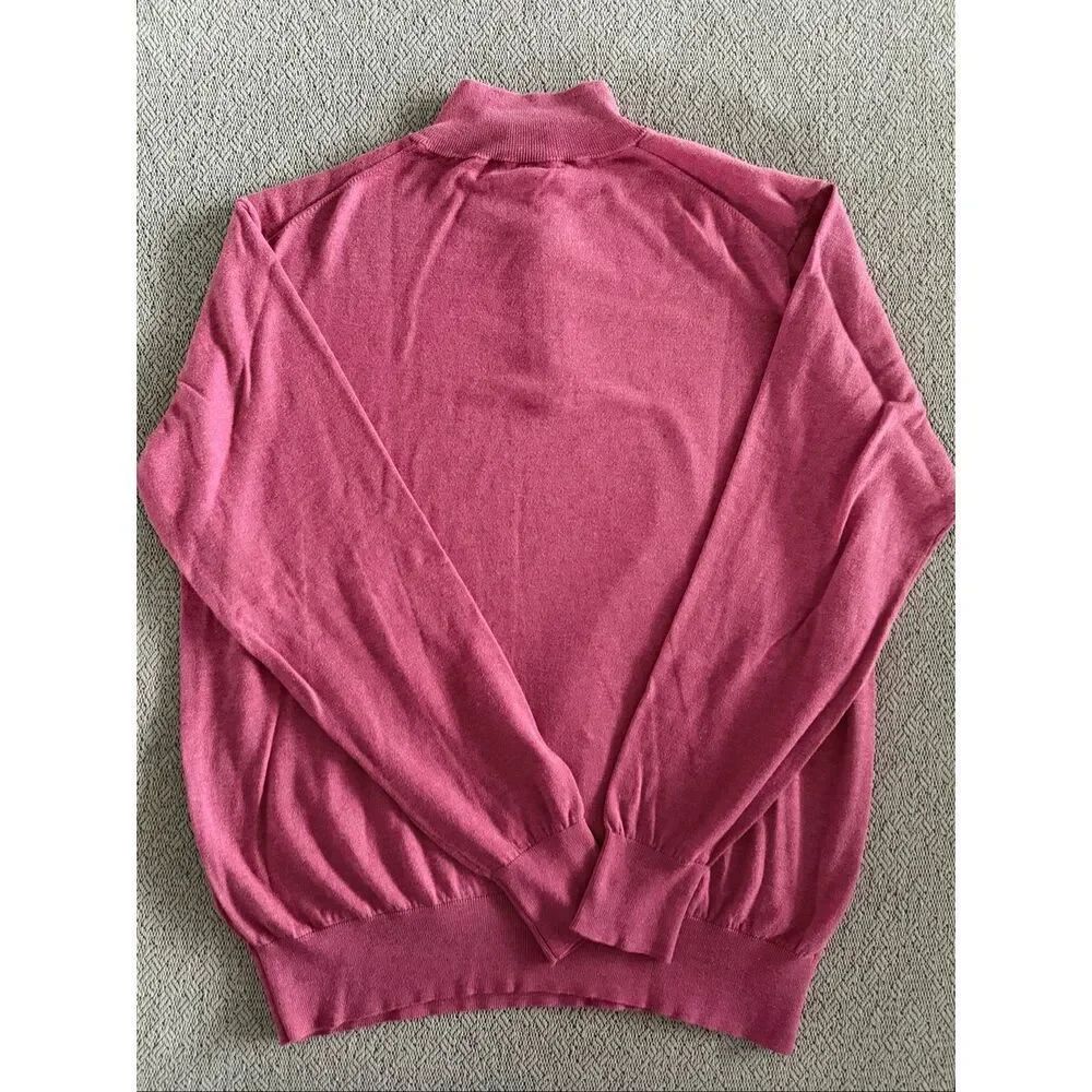 Peter Millar Crown Soft Cotton Silk Quarter Zip Sweater Pink Berry Men's M — image 6 of 6